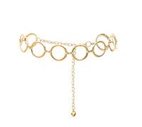 LumiSyne Fashion Belt Chain For Women Simple Metal Ring Waist Chain Gold Silver Adjustable Hook Clasp Dress Belt Body Chain For Party Wedding Daily(Gold)
