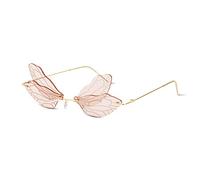 LumiSyne Fashion Butterfly Dragonfly Sunglasses Women Rimless Irregular Eyewear Transparent Gradient Colored Lenses Metal Frame UV400 Protection Glasses Photograph Party