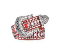 LumiSyne Fashion Rhinestone Leather Belt For Western Cowgirl Cowboy Bling Studded Leather Belt Large Pin Buckle With Sparkle Crystal Vintage Waist Belt For Jeans Pants Dress Jacket