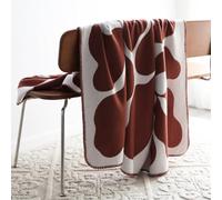 LumiSyne Faux Cashmere Throw Blanket Geometric Leaf Pattern Vintage Nordic Style Soft Warm Blanket For Office Car Leisure Travel Tapestry Decorative Throw For Sofa Couch Bed Settee 130 x 180 cm