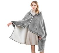 LumiSyne Fleece Wearable Blanket For Women Classic Solid Color Comfy Poncho Throw With Buttons Outer Flannel Inner Sherpa Shawl Wrap Cape Cover Up Soft Cosy Fleece Poncho Blanket For Home Office Car