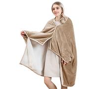 LumiSyne Fleece Wearable Blanket For Women Classic Solid Color Comfy Poncho Throw With Buttons Outer Flannel Inner Sherpa Shawl Wrap Cape Cover Up Soft Cosy Fleece Poncho Blanket For Home Office Car