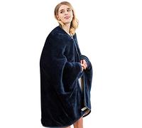 LumiSyne Fleece Wearable Blanket For Women Classic Solid Color Comfy Poncho Throw With Buttons Outer Flannel Inner Sherpa Shawl Wrap Cape Cover Up Soft Cosy Fleece Poncho Blanket For Home Office Car