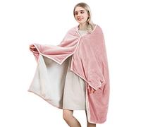 LumiSyne Fleece Wearable Blanket For Women Classic Solid Color Comfy Poncho Throw With Buttons Outer Flannel Inner Sherpa Shawl Wrap Cape Cover Up Soft Cosy Fleece Poncho Blanket For Home Office Car