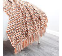 LumiSyne Knitted Throw Blanket Tassels Houndstooth Bohemian Check Soft Cozy Woven Blanket Sofa Throws Warm Armchair Cover Decorative Blanket For Couch Bed Settee 230x130cm