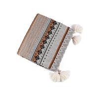 LumiSyne Knitted Throw Blanket Vintage Tassel Bohemian Ethnic Style Geometric Pattern Cozy Armchair Cover Warm Throws For Sofa Couch Bed Shawl Blanket 130x110cm