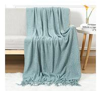 LumiSyne Knitted Throw Blanket With Tassel Breathable Cellular Blanket Nordic Style Soft Cozy Couch Cover Decorative Blanket For Sofa Bed Settee Armchair