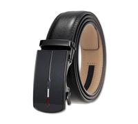 LumiSyne Men's Leather Belt Automatic Buckle Ratchet Belt Size Adjustable Comfort Wear 5 Lengths Available Width 1 3/8’’ Casual Business Style Wide Leather Belt For Jeans Pants Suits