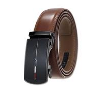 LumiSyne Men's Leather Belt Automatic Buckle Ratchet Belt Size Adjustable Comfort Wear 5 Lengths Available Width 1 3/8’’ Casual Business Style Wide Leather Belt For Jeans Pants Suits
