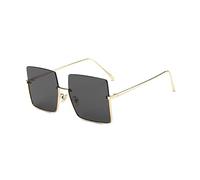 LumiSyne Oversized Square Sunglasses For Men Women Metal Semi Rimless Colored Transparent Lens Retro Fashion Glasses UV400 Protection Shades Ladies Eyewear Decoration Outdoor Travel