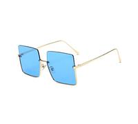 LumiSyne Oversized Square Sunglasses For Men Women Metal Semi Rimless Colored Transparent Lens Retro Fashion Glasses UV400 Protection Shades Ladies Eyewear Decoration Outdoor Travel