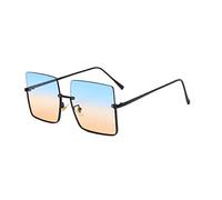 LumiSyne Oversized Square Sunglasses For Men Women Metal Semi Rimless Colored Transparent Lens Retro Fashion Glasses UV400 Protection Shades Ladies Eyewear Decoration Outdoor Travel