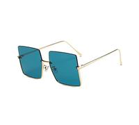 LumiSyne Oversized Square Sunglasses For Men Women Metal Semi Rimless Colored Transparent Lens Retro Fashion Glasses UV400 Protection Shades Ladies Eyewear Decoration Outdoor Travel
