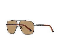 LumiSyne Polarized Sunglasses Men Fashion Double Bridge Two-Color Metal Frame Design HD Anti-Glare Lenses UV400 Protection Square Frame Eyewear Driving Sunglasses Outdoor Travel