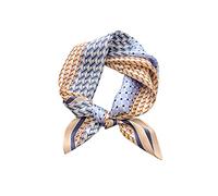 LumiSyne Retro Silk Scarves For Women Elegant Geometric Pattern Square Scarf Artistic Color Matching Soft Satin Silk Neckerchief Headdress Hairband