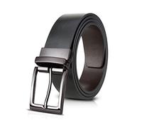 LumiSyne Reversible Leather Belt Men 360 Degrees Rotated Buckle Cowhide Leather Adjustable Wide Waistband Business Style Black Brown Belt Jeans Pants
