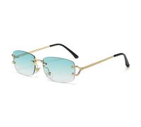 LumiSyne Rimless Rectangle Sunglasses Women Men Vintage Small Square Frame Transparent Gradient Lens UV400 Protection Anti-Glare Shades Fashion Eyewear For Driving Travel Vacation