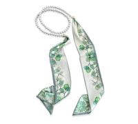 LumiSyne Silk Scarf Necklace For Women Girls Narrow Long Neckerchief With Pearl Necklace Flower Printed Stripe Letter Pattern Simple French Style Decorative Neck Scarf Necktie Headdress Hair Ribbon