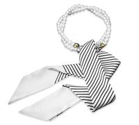 LumiSyne Silk Scarf Necklace For Women Girls Narrow Long Neckerchief With Pearl Necklace Flower Printed Stripe Letter Pattern Simple French Style Decorative Neck Scarf Necktie Headdress Hair Ribbon