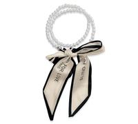 LumiSyne Silk Scarf Necklace For Women Girls Narrow Long Neckerchief With Pearl Necklace Flower Printed Stripe Letter Pattern Simple French Style Decorative Neck Scarf Necktie Headdress Hair Ribbon