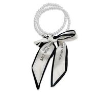 LumiSyne Silk Scarf Necklace For Women Girls Narrow Long Neckerchief With Pearl Necklace Flower Printed Stripe Letter Pattern Simple French Style Decorative Neck Scarf Necktie Headdress Hair Ribbon