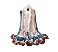 LumiSyne Silk Scarf Women Flower Leaf Printed Artistic Stitching Color Matching Fashion Scarves Ladies Long Shawl Wrap Warm Sunscreen Scarf All Season