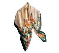 LumiSyne Silk Scarf Women Large Square Scarf Flower Tree Printed Animal Pattern Retro Gorgeous Style Satin Head Scarf Sunscreen Shawl Decorative Neck Scarf Bandanas Headdress Hairband 110×110cm