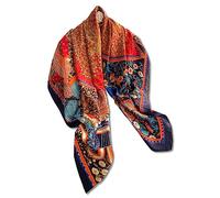 LumiSyne Silk Scarf Women Large Square Scarf Flower Tree Printed Animal Pattern Retro Gorgeous Style Satin Head Scarf Sunscreen Shawl Decorative Neck Scarf Bandanas Headdress Hairband 110×110cm