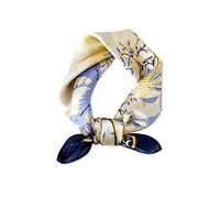 LumiSyne Silk Scarves For Women Artistic Printed Square Scarf Maple Leaf Pattern Satin Silk Neckerchief Headdress Hairband (Navy Blue)