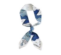 LumiSyne Skinny Silk Scarf For Women Girls Narrow Long Neckerchief Floral Leaf Print Fresh Pastoral Style Lightweight Satin Neck Scarf Headband Headdress Hair Tie Handle Wrap Ribbon Scarf
