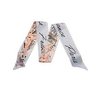 LumiSyne Skinny Silk Scarf For Women Girls Narrow Long Neckerchief Flower Tree Printed Letter Pattern Retro Artistic Style Satin Slim Ribbon Thin Scarf Tie Headdress Hair Scarf Handbag Handle Ribbon