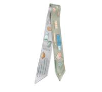 LumiSyne Skinny Silk Scarf For Women Girls Narrow Neckerchief Floral Print Geometric Chain Pattern Lightweight Satin Slim Neck Scarf Hairband Headdress Handbag Handle Wrap Ribbon
