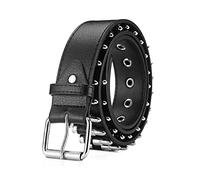 LumiSyne Studded Belt For Women Men Punk Rock Rivet Belts Black Leather Belt With Silver Metal decoration Gothic Clothing Accessories Personalized Belt For Jeans Hip Hop Fancy Dress