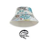 LumiSyne Unisex Reversible Bucket Hat Solid Color with Letter Embroidery/Hawaiian Style Print Double-Sided Cotton Fisherman Hat with Detachable Chin Strap Foldable Sun Hat for Summer Beach Travel
