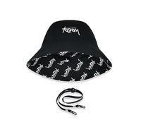 LumiSyne Unisex Reversible Bucket Hat Solid Color with Letter Embroidery/Hawaiian Style Print Double-Sided Cotton Fisherman Hat with Detachable Chin Strap Foldable Sun Hat for Summer Beach Travel