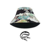 LumiSyne Unisex Reversible Bucket Hat Solid Color with Letter Embroidery/Hawaiian Style Print Double-Sided Cotton Fisherman Hat with Detachable Chin Strap Foldable Sun Hat for Summer Beach Travel