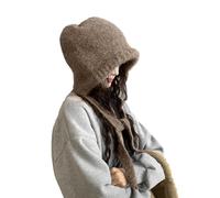 LumiSyne Winter Knitted Hat Women Solid Color Wool Knit with Adjustable Drawstring Dual Purpose Earflap Hat and Knitted Bag Vintage Balaclava Slouch Beanie Baggy Skull Cap Warm Hat Fashion Accessory