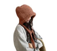 LumiSyne Winter Knitted Hat Women Solid Color Wool Knit with Adjustable Drawstring Dual Purpose Earflap Hat and Knitted Bag Vintage Balaclava Slouch Beanie Baggy Skull Cap Warm Hat Fashion Accessory