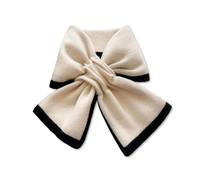 LumiSyne Winter Knitted Scarf For Women Girls Retro Color Blocking Loophole Pull-Through Cute Bowknot Neck Warmer Cross Collar Scarf Warm Small Neck Scarf