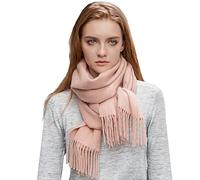 LumiSyne Winter Premium Cashmere Scarf For Women Classic Solid Color Wool Scarf With Tassel Soft Long Pashmina Scarves Warm Shawl Wrap