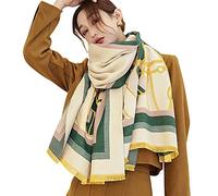 LumiSyne Winter Scarf Cashmere Shawl For Women Color Splicing Animal Pattern Warm Pashmina Scarves With Tassel Soft Wool Thickened Wrap