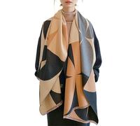 LumiSyne Winter Scarf Cashmere Shawl For Women Men Color Block Geometric Pattern Ladies Pashmina Scarves With Tassel Thickened Long Neck Scarf Soft Warm Wrap Stole