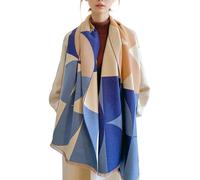 LumiSyne Winter Scarf Cashmere Shawl For Women Men Color Block Geometric Pattern Ladies Pashmina Scarves With Tassel Thickened Long Neck Scarf Soft Warm Wrap Stole