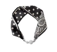 LumiSyne Women Fashion Silk Scarf Necklace Convenient Magnetic Buckle With Bling Rhinestone Small Narrow Neckerchief Decorative Clavicle Chain Jewelry Neck Scarf Headdress Hairband Pendant Scarf