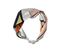 LumiSyne Women Fashion Silk Scarf Necklace Convenient Magnetic Buckle With Bling Rhinestone Small Narrow Neckerchief Decorative Clavicle Chain Jewelry Neck Scarf Headdress Hairband Pendant Scarf