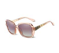 LumiSyne Women Polarized Sunglasses Gradient Mirrored Eyewear UV protection,Oversized Polycarbonate Sunglasses Diamond Cutting Rhinestone Decorated Frame,Outdoor Travel Gift box(Light Brown)