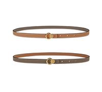 LumiSyne Women Skinny Leather Belt Solid Color Reversible Belt Thin Waist Belt In Pin Buckle Adjustable Waistband Decorative Belt For Jeans Dress Pants Coat