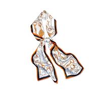 LumiSyne Women Skinny Silk Scarf Narrow Long Neckerchief Geometric Pattern Classic Retro Style Lightweight Scarves Decorative Neck Scarf Headdress Hairband Bandanas