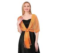 LumiSyne Women Sparkling Metallic Shawls And Wraps With Ring Buckle Glitter Solid Color Fringed Tassels Lightweight Long Scarf Elegant Stole For Evening Party Dresses Wedding Bridal Bridesmaids Prom