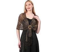LumiSyne Women Sparkling Metallic Shawls And Wraps With Ring Buckle Glitter Solid Color Fringed Tassels Lightweight Long Scarf Elegant Stole For Evening Party Dresses Wedding Bridal Bridesmaids Prom